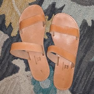 NEW Greek LEATHER slide sandals